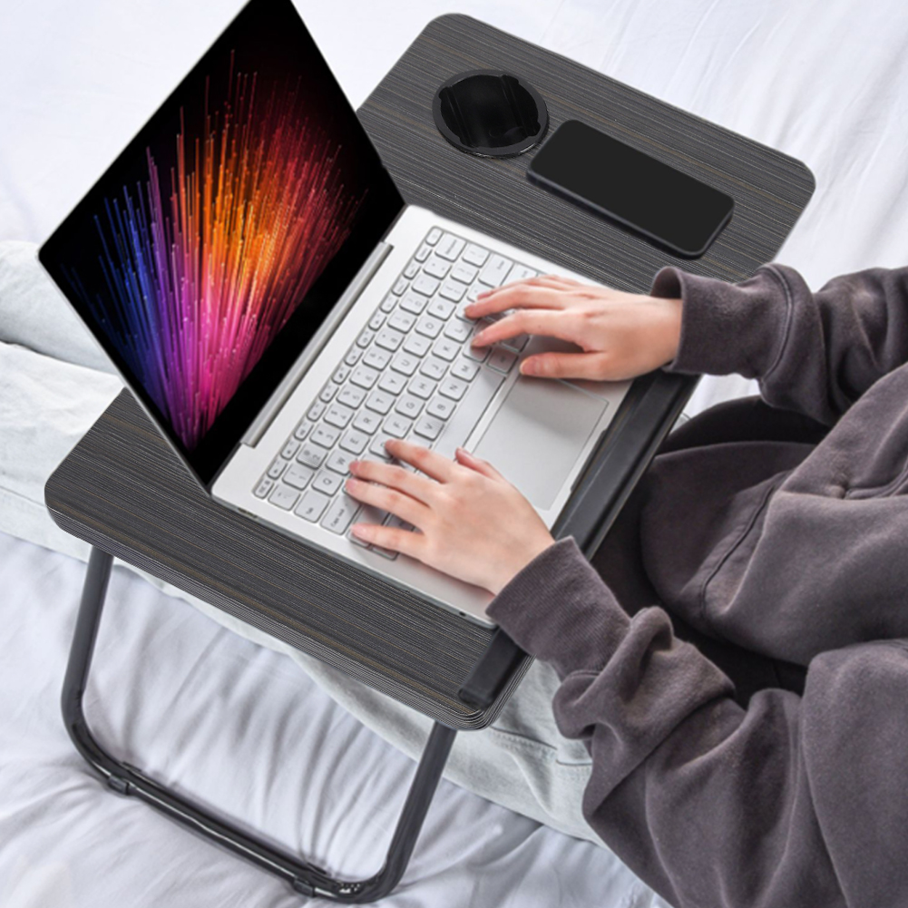 Livingandhome Foldable  Adjustable Laptop Bed Desk with Cup Holder 5  Adjustable Tilt Positions Built-in Cup Slot