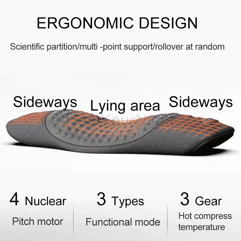 เอวหมอนเตียงนอนเอวแผ่นป้องกันไฟฟ้านวดนอนเอวแบนปวดเอวสนับสนุนความร้อน Vibrating Sleep Pad