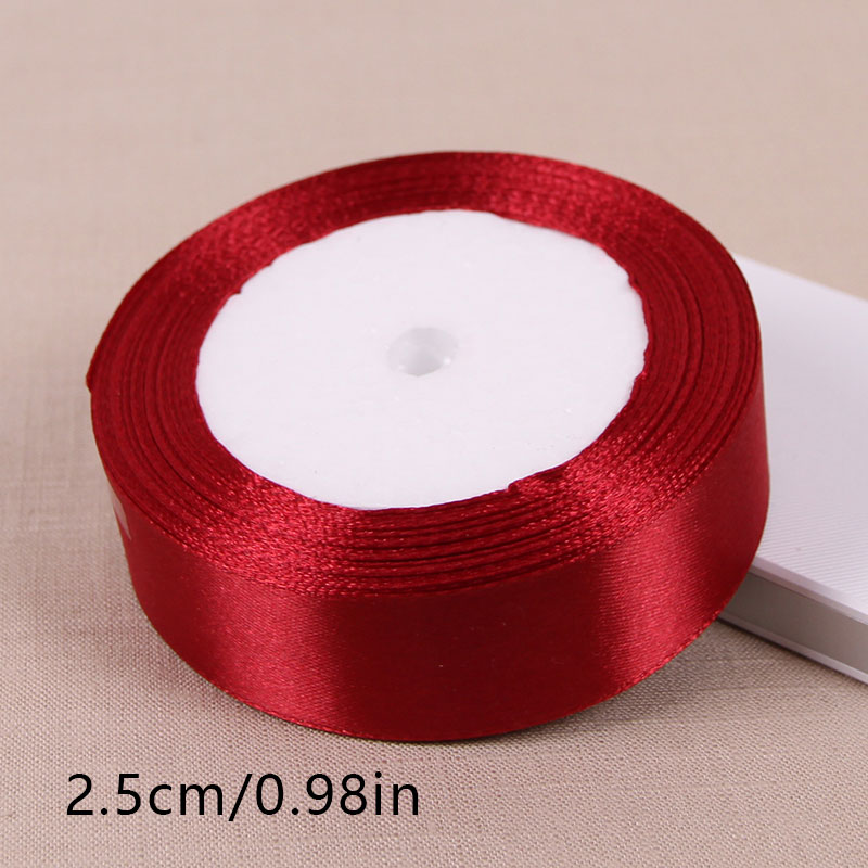 (25 ヤード/ロール) ワインレッド片面サテンリボン卸売ギフトラッピングクリスマス新年アパレル縫製生地ギフトリボン