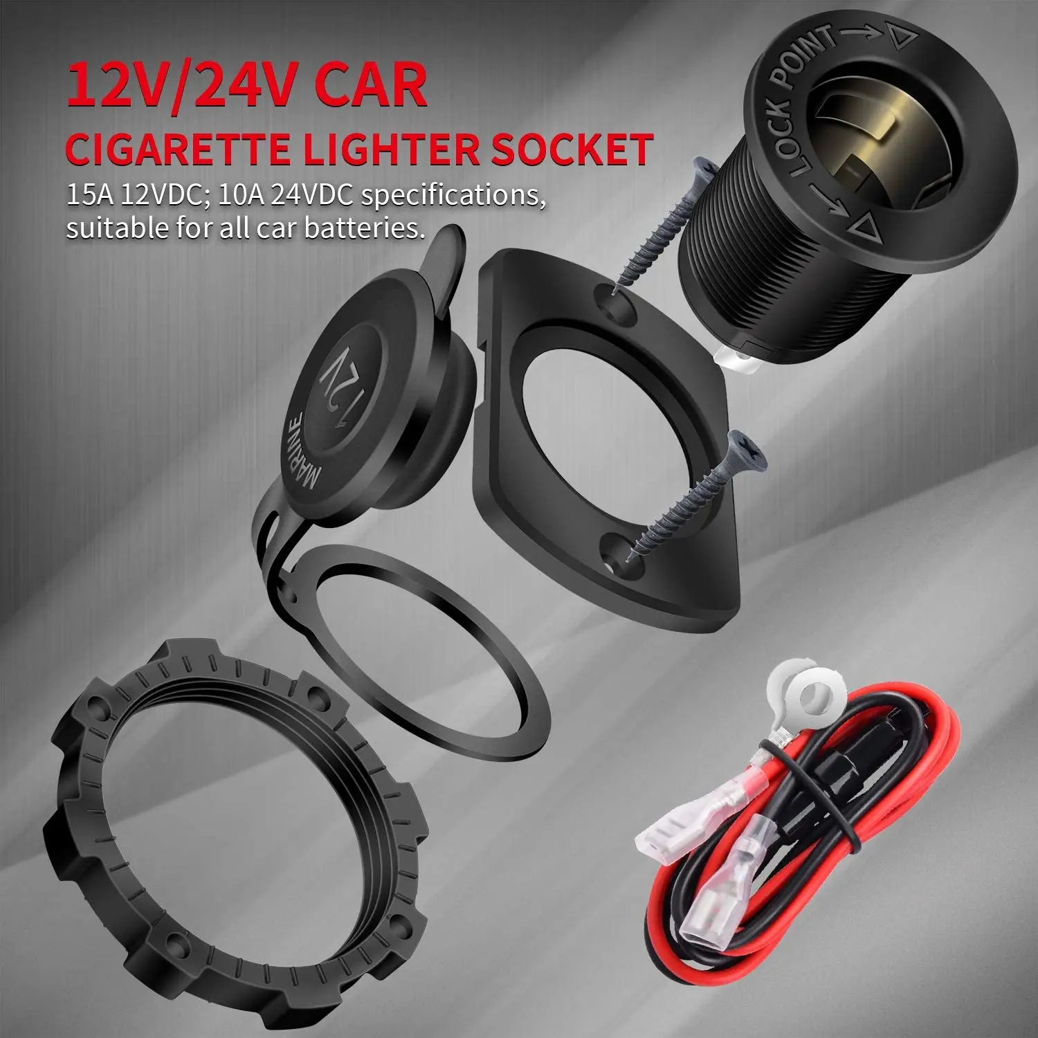 DaierTek 12 V Auto-Zigarettenanzünder-Buchse Femaile 12 Volt Steckdose Ersatz mit blauer LED wasserdicht für Boot Marine