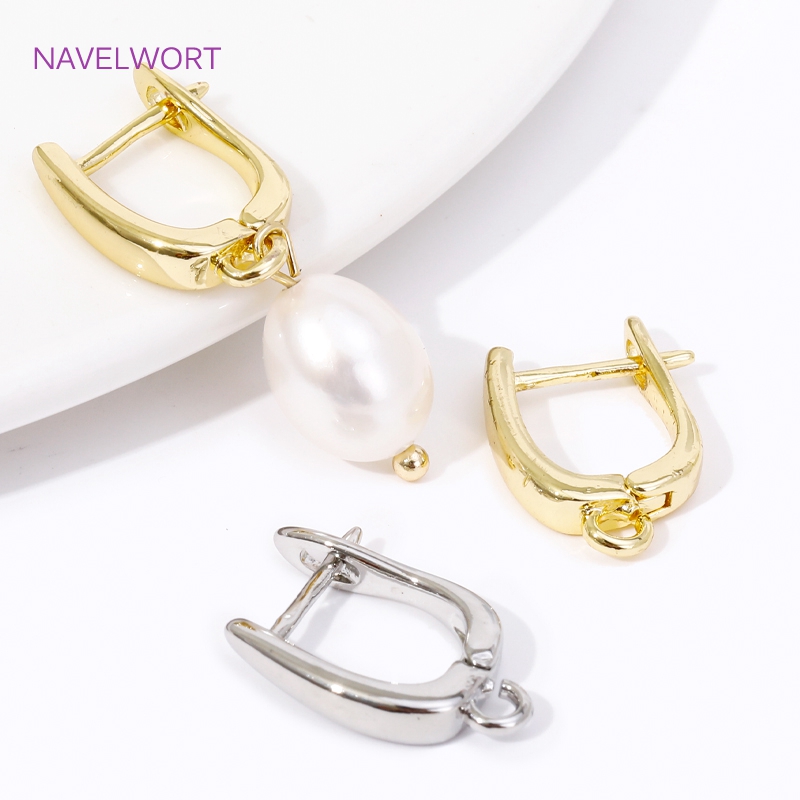 DIY ต่างหูทําอุปกรณ์เสริม 18K Gold Plated Smooth ตะขอต่างหู Clasps ทองเหลืองโลหะหูตะขอลวด,เครื่องประดับทําอุปกรณ์