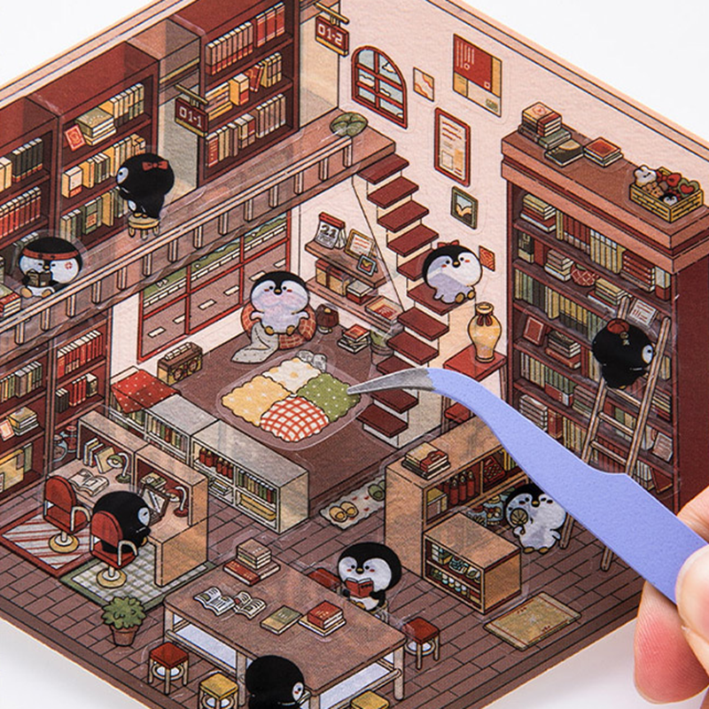 漫画 3D 造園ステッカーミニチュアシーンかわいいステッカー DIY 模擬キャビンステッカースクールアクセサリー子供のためのギフト