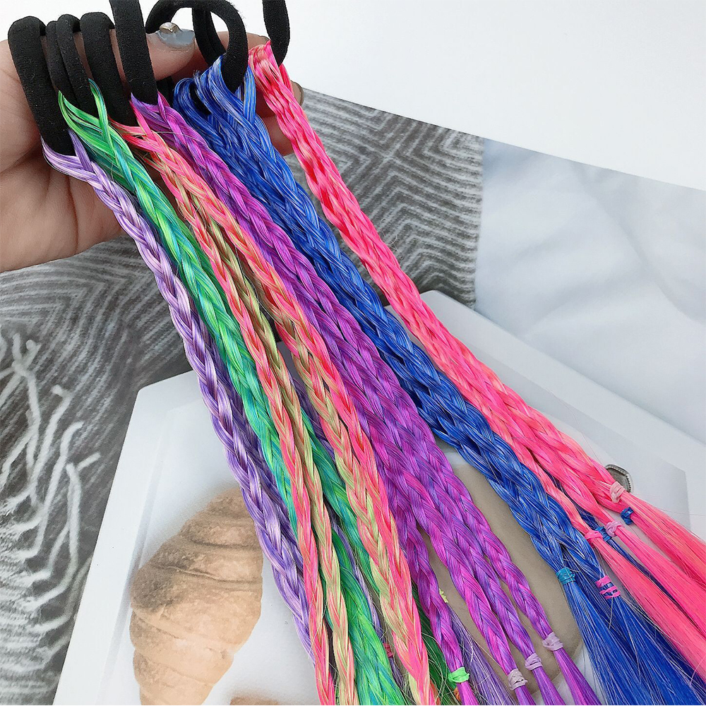 AZQUEEN Tổng Hợp 60CM Bẩn Áo Đuôi Ngựa Với Thun Gradient Màu Bện Pony Đuôi Tóc Cho Nữ