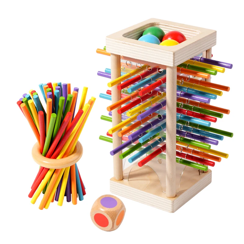 Bebé Montessori sensorial habilidades motoras finas juguete Color aprendizaje cognitivo conteo palos juego educativo niños equilibrio juguetes de madera