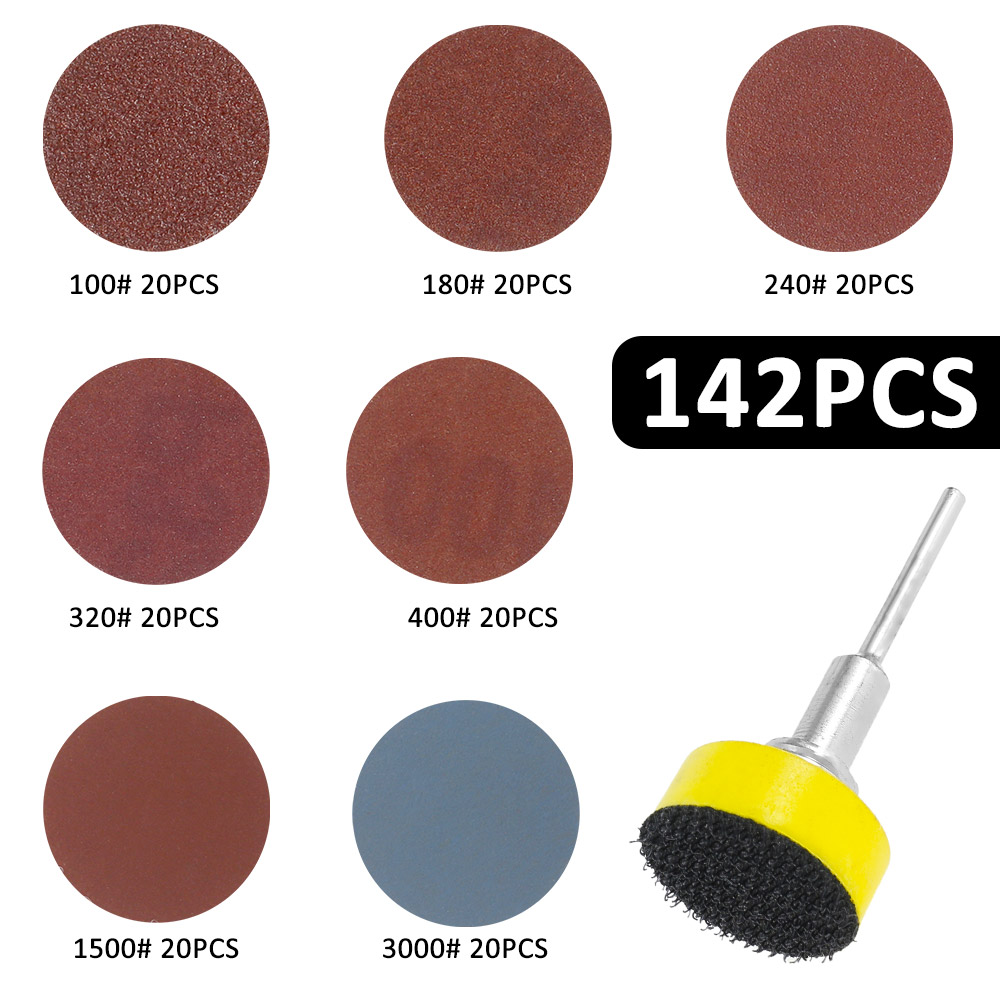 142 stücke 1 Zoll Schleif Scheiben Pads Set 100-3000 Grit Schleif Polieren Pad Kit Für Dreh Werkzeug Schleifpapiere zubehör Dropshipping