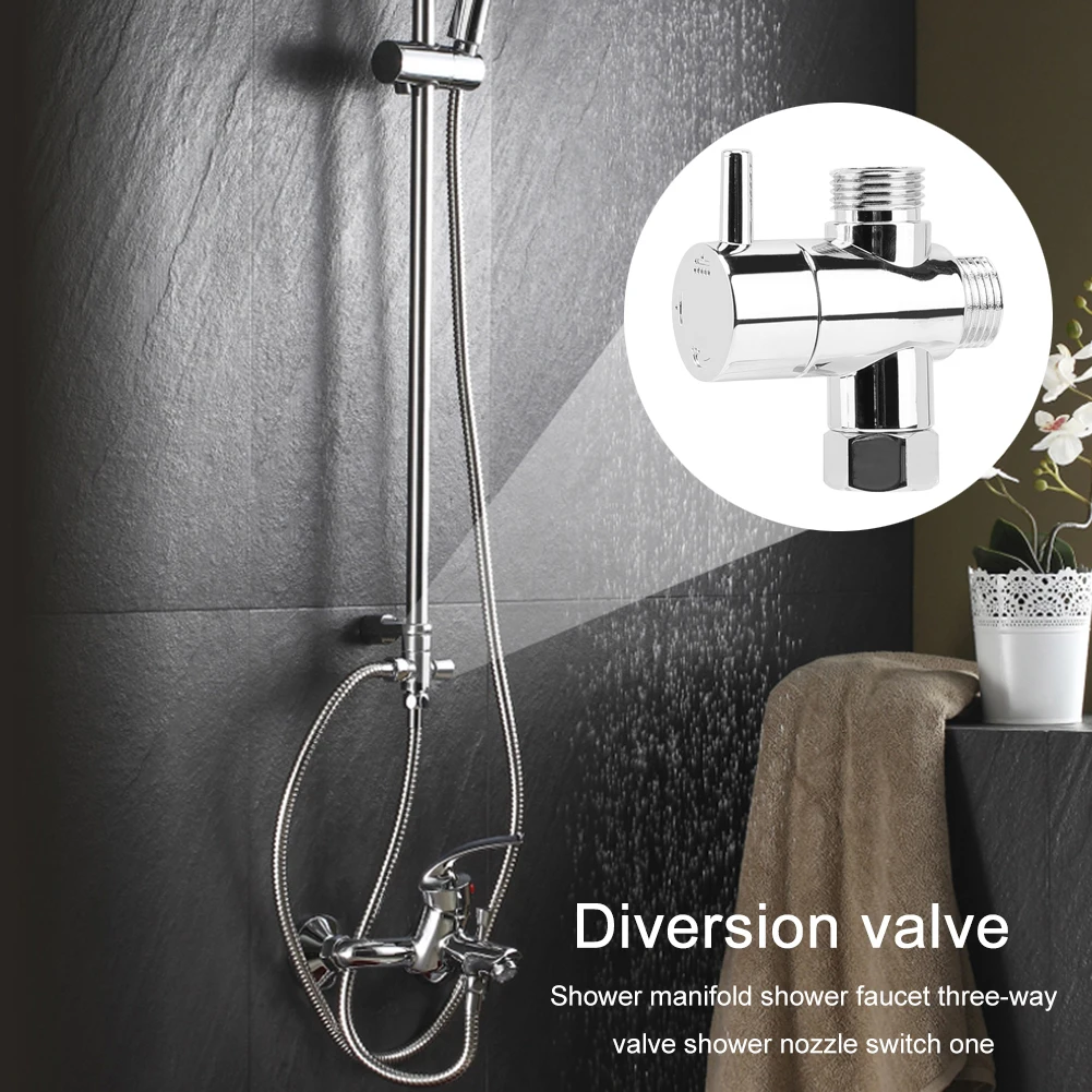 หัวก๊อกน้ำอุปกรณ์ห้องน้ำหัวฝักบัวอาบน้ำ3ทิศทาง Diverter วาล์ว G1/2สามฟังก์ชั่นสวิทช์อะแดปเตอร์