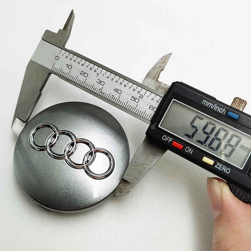 4 peças 60mm preto cinza estilo de carro emblema centro da roda tampa do cubo tampas de aro para emblema Audi 4B 0601170   A1 A3 A4 A5 A6 Acessórios automotivos