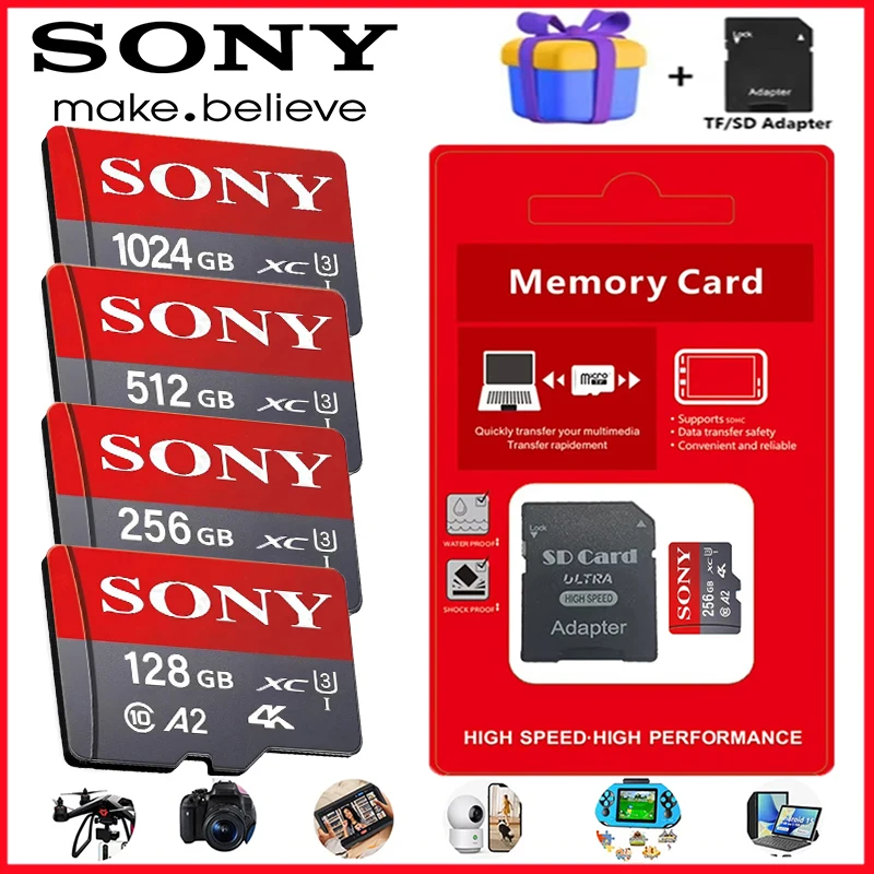 Tarjeta SONY Micro SD TF Mini tarjeta De memoria De 1TB Clase 128GB 256GB alta velocidad Cartao De Memoria memoria Flash TF Mecard C10 para Xiao Mi