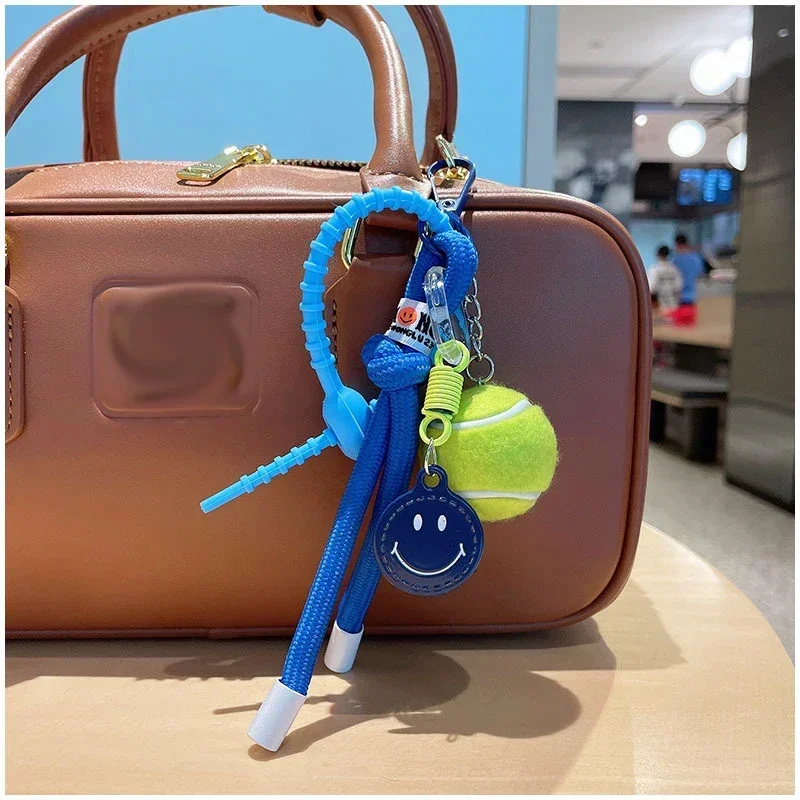 Smiling Face Hand Woven Lanyard Phone Charm Strap Backpack Keychain Colorful Simple Key Chain Pendant Accessories Gift