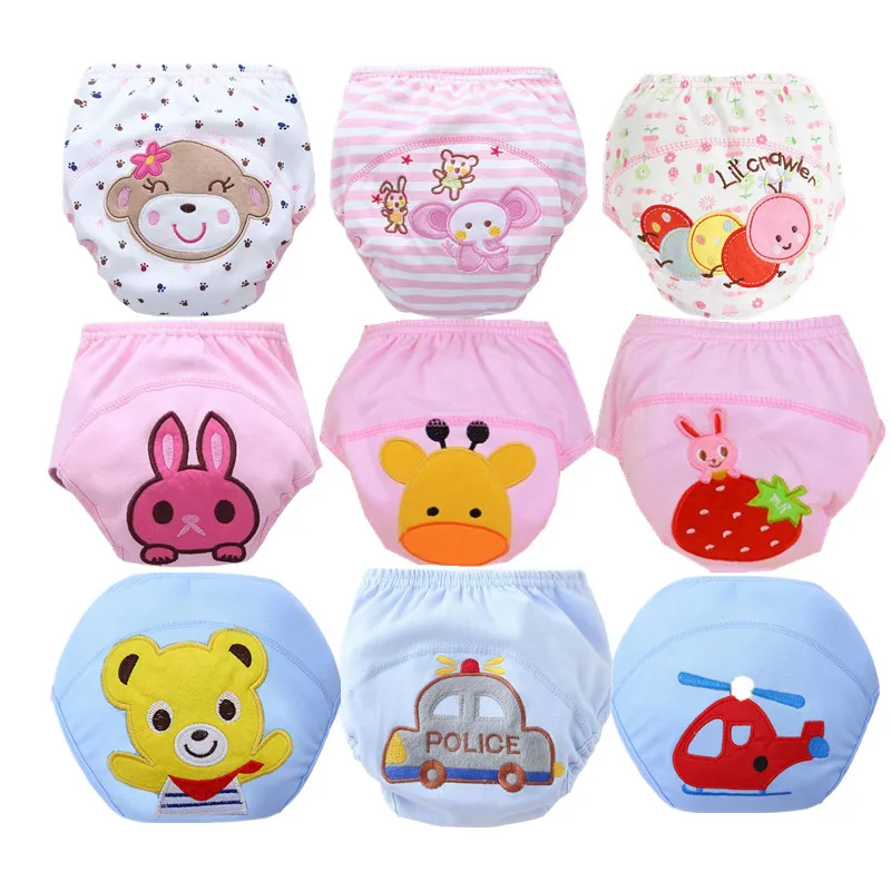 Calças de treinamento potty para bebês, fraldas reutilizáveis, fraldas de pano, laváveis, roupa íntima para bebês