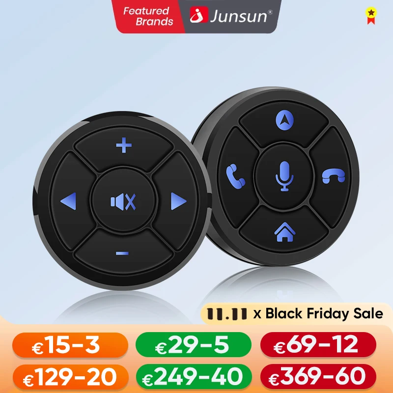 Junsun Universal Car Wireless Steering Wheel Control Button for for Android Autoradio 8 Key Functions Cup Shape With LED Light