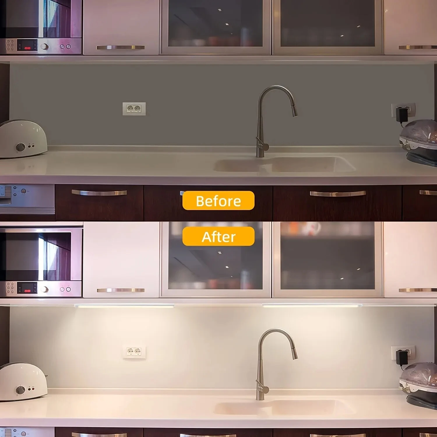 1PC Oświetlenie LED pod szafką Wtyczka USB Możliwość przyciemniania 3 zmiany koloru Lampka nocna LED Oświetlenie kuchni i sypialni z paskiem magnetycznym