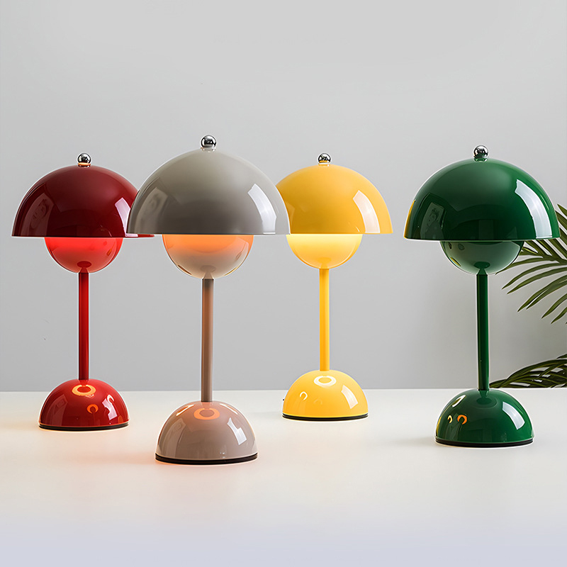 Lámpara de mesa de aleación recargable con ABS, accesorio de iluminación interior con ajuste de 3 velocidades, lámparas de escritorio con capullo de flor, luz nocturna para decoración del hogar