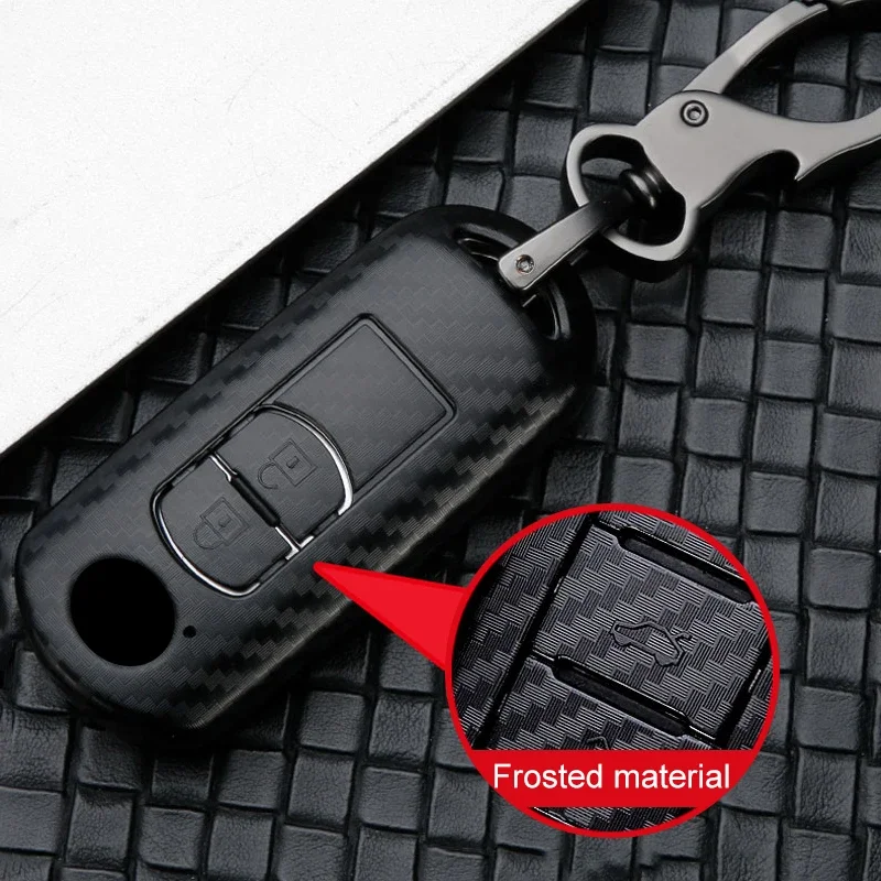 Carbon Chìa Khóa Ô Tô Vỏ Chìa Khóa Dành Cho Xe Mazda 2 3 6 Axela Atenza CX-5 CX5 CX-3 CX-7 CX8 CX-9 2016 2017 2018 2/3 Nút Tự Động Túi