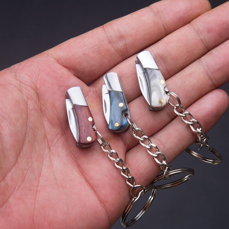 Outdoor Camping Mini Klapp Taschenmesser Tragbare Acryl Griff Edelstahl Scharfe Klinge Schlüsselbund Messer EDC Werkzeuge Mit Fall