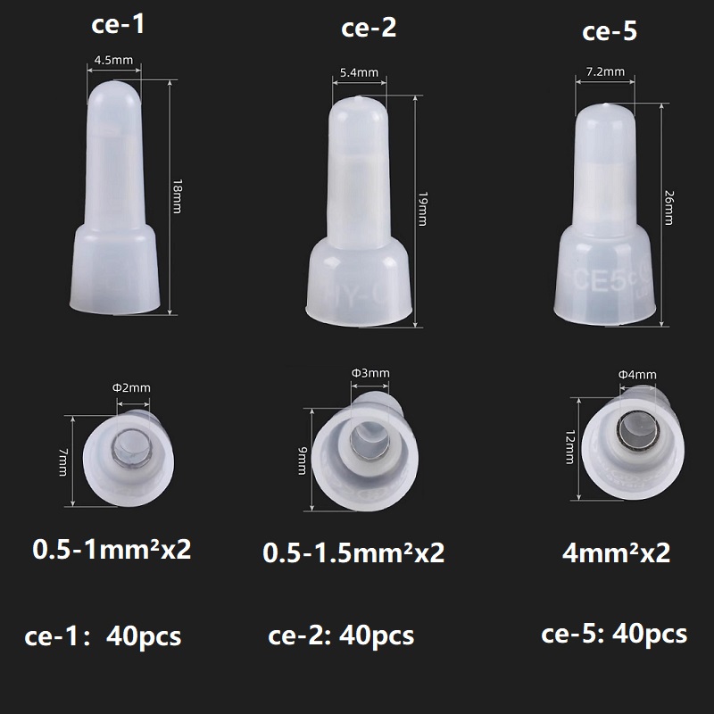 120Pcs Closed End Crimp Cap 22-16 16-14 12-10 AWG Gauge Wire Connector Terminal