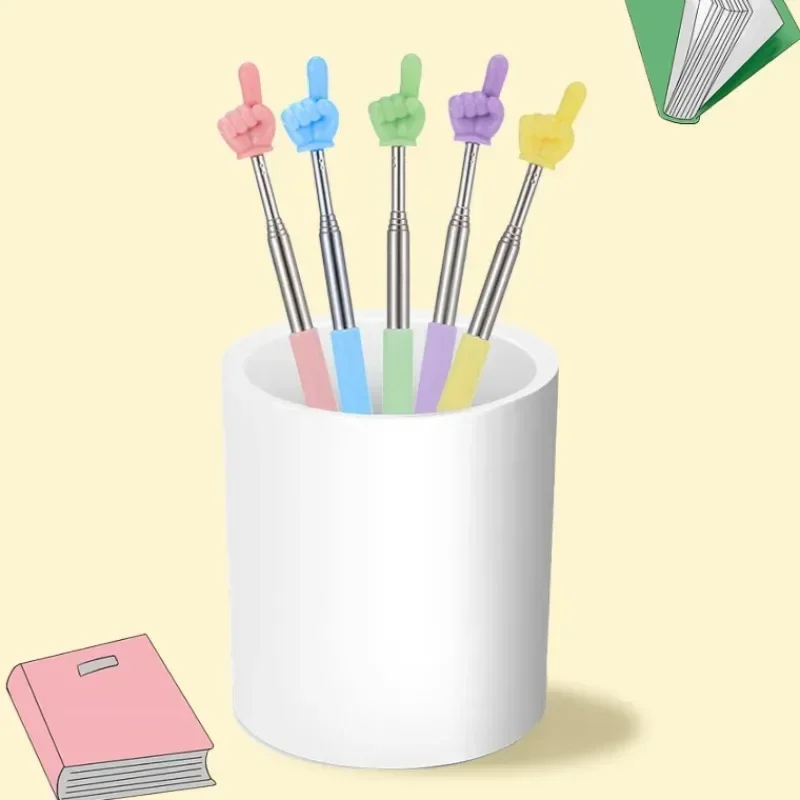 Colorful Finger Reading Sticks Stainless Steel Pointer Parent-Child Finger Reading Sticks Telescopic Rod Kids Teaching Tool