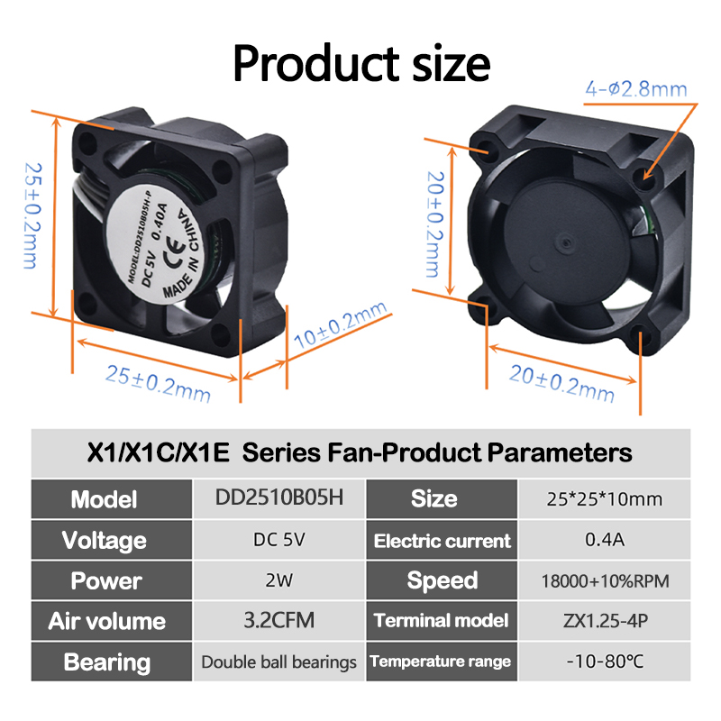 Bambu Lab X1/X1C/P1P/P1S 金属ホットエンド冷却ファン硬化真鍮銅 0.2/0.4/0.6/0.8 ミリメートルノズル 3D プリンタ
