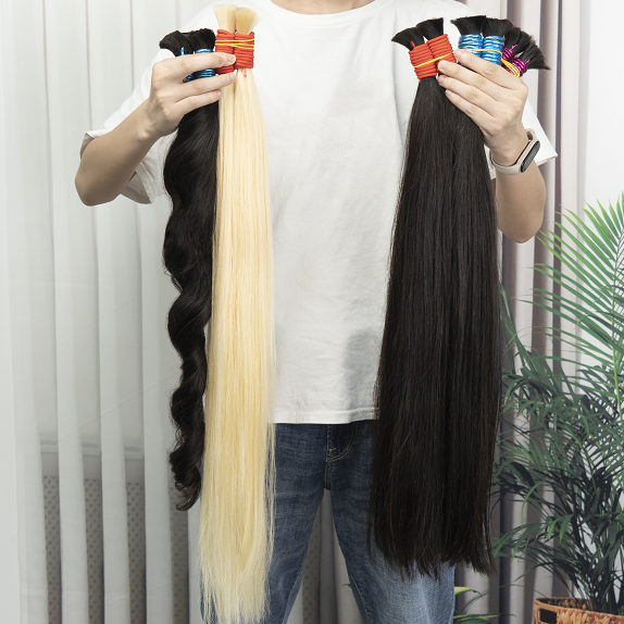 メガヘアカベロヒューマーノナチュラルベトナムレミーバージンヘアバルクバンドル 100% 未処理生バージン人毛エクステンション