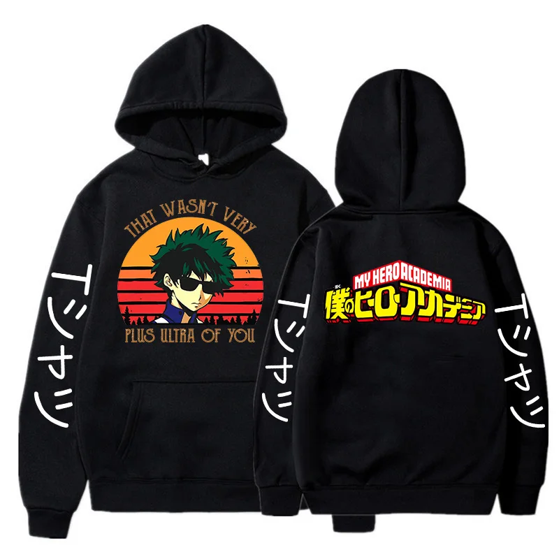 일본 애니메이션 My Hero Academia 그래픽 후드 만화 Boku No Hero Academia 고딕 Y2k streetwear 한국 스타일 스웨터