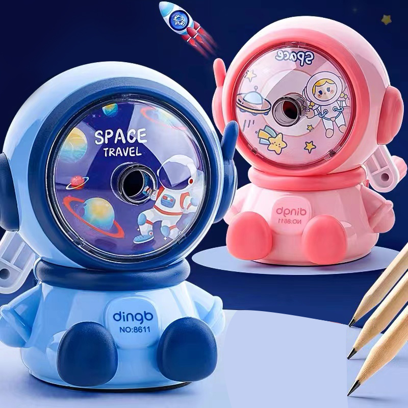 Sacapuntas de mano de dibujos animados para estudiantes, sacapuntas con forma de astronauta, sacapuntas automático, 1 Uds.