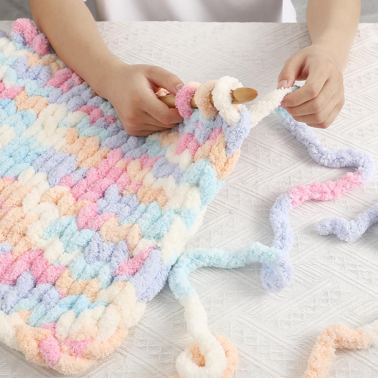 Hilo grueso de 250g para tejer y manta de ganchillo, cojín, chenilla Multicolor, línea gruesa, hilo de ganchillo suave y cálido, 1 ud.