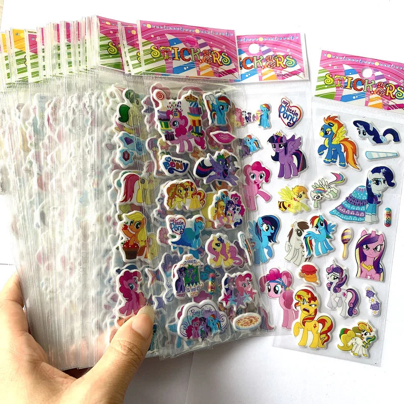 6/12 Uds. Pegatina de juguetes My Little Poni, pasta de burbujas de dibujos animados de Anime 3D para niños, pegatina de recompensa gruesa, juguetes para niños, regalos