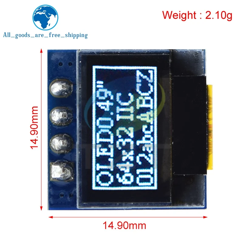 Tzt 1/5 pces 0.49 Polegada display oled módulo lcd branco 0.49 "tela 64x32 i2c interface iic ssd1315 driver para arduino avr stm32