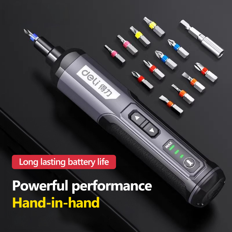 Deli 4V Mini Electrical Screwdriver Set Portable LED Kit Smart Cordless Electric Screwdrivers USB Rechargeable Hand Drill Tools