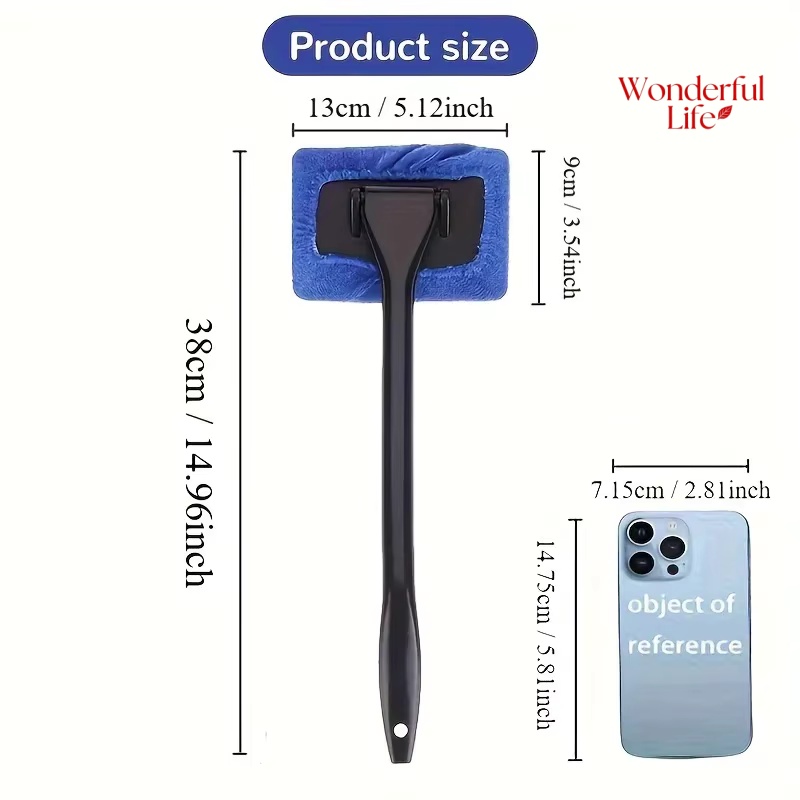 Car Window Cleaner Brush Kit Microfiber Windshield Cleaning Tool Auto Interior Glass Wash Wiper Long Handle Reusable Cloth Pad