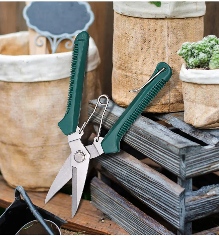 Tijeras de podar de cabeza recta, mango antideslizante, herramientas manuales de acero inoxidable, tijeras de jardín para bonsái domésticos, tijeras de podar