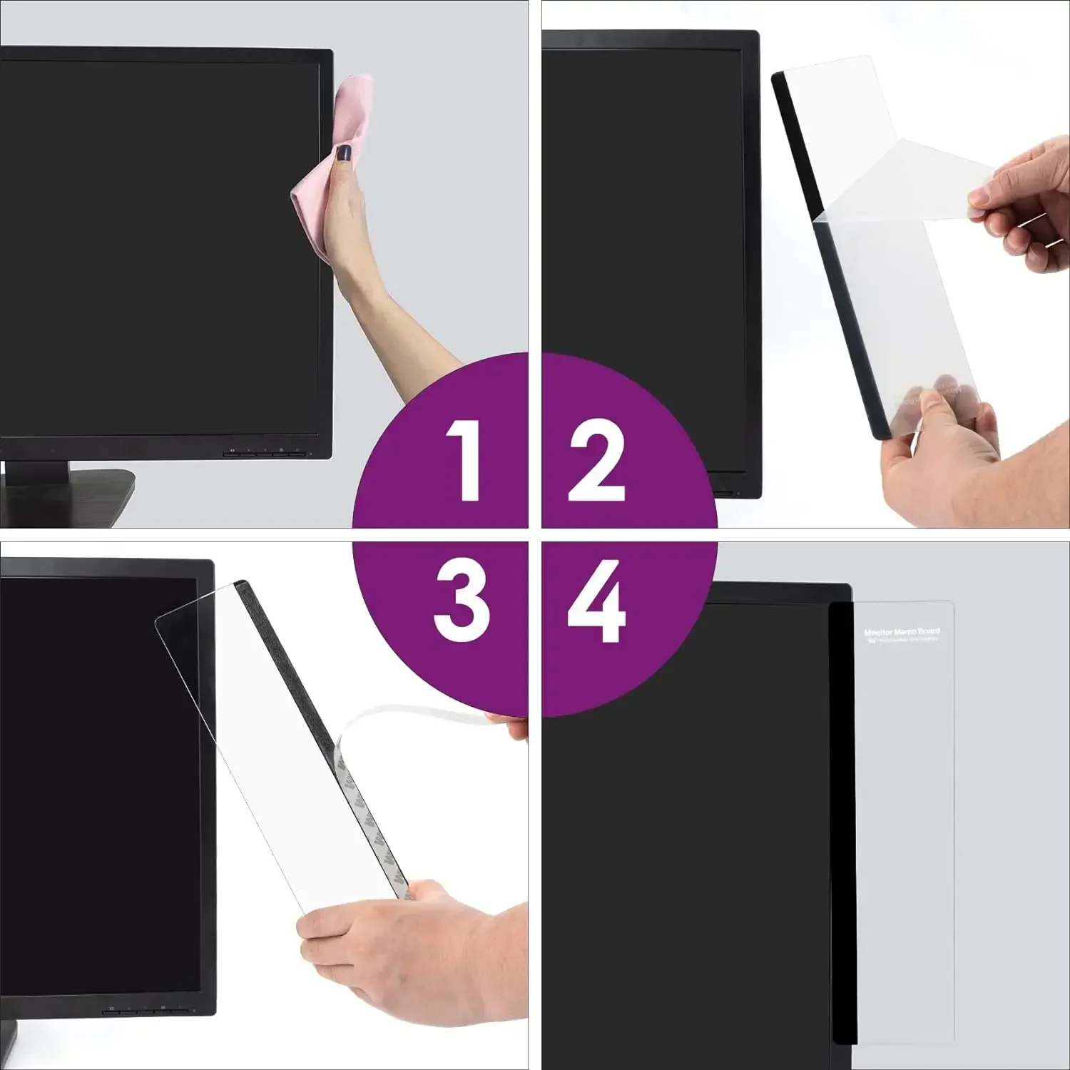 Computador Sticky Note Holder para Homens e Mulheres, Acessórios de Mesa, Monitor Memo Board, Message Board Supplies, 1Pc