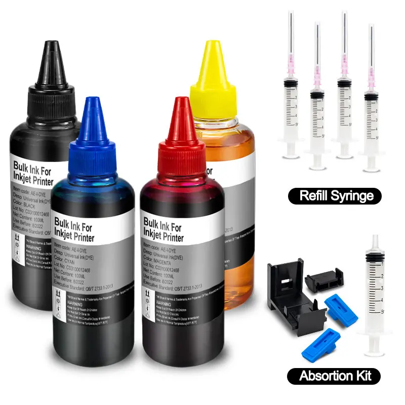 CRTBOTW Refill Dye Ink Kit для принтера Canon HP Epson Brother и картриджа СНПЧ Чернила и многоразовые совместимые красящие чернила Эко-бак