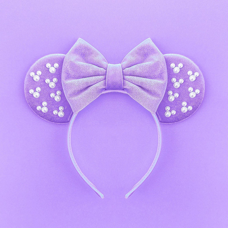 Mickey Mouse Headband Colors Soft Cotton Bow Hairbands Girls Disney White Pearls Kids Minnie Hair Accessories for Women Festival