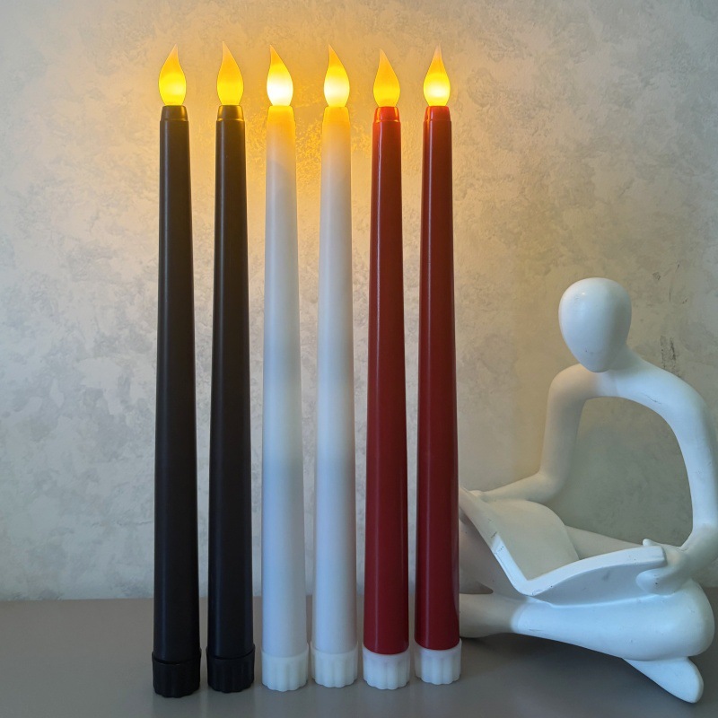 6Pcs LED Flameless Flickering Taper Candles 3D Wick Candles Lamp Wedding Home Decor Battery Operated Electronic Candle Light