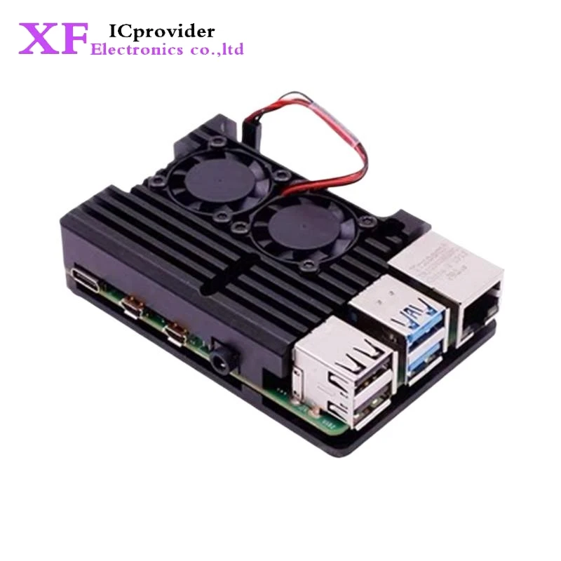 Per Raspberry Pi 3B 3B+ 4 4B guscio in lega di alluminio con radiatore a doppia ventola
