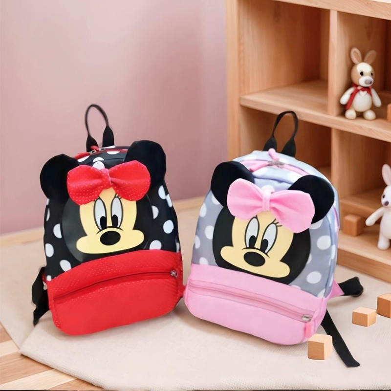 Disney nova mochila 2025 minnie mochila para crianças dos desenhos animados do jardim de infância kawaii rosa mochila como um presente para crianças