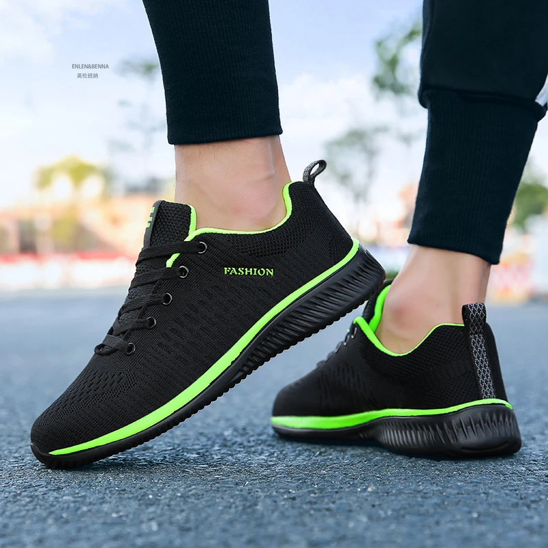 Homens correndo andando sapatos de malha moda tênis casuais respirável esporte atlético ginásio leve tênis casuais
