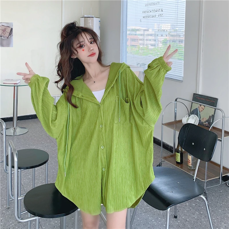 Csa de Proteção Solar Fena Plus Size, Estilo Novo de Verão, Ajuste Solto, Casaco Leve, Csa Casual com Capuz