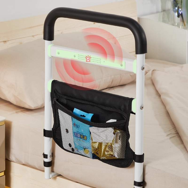 Guardrail luminoso para cama de chamada, para adultos idosos, prevenção de queda, alça de corrimão de cama com bolso de armazenamento para casa