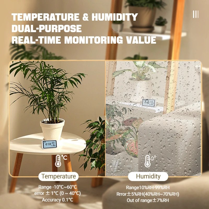 Electronic Temperature Humidity Meter - LCD Digital Clock Thermometer Hygrometer, Wall-Mounted High Precision Indoor Home Use