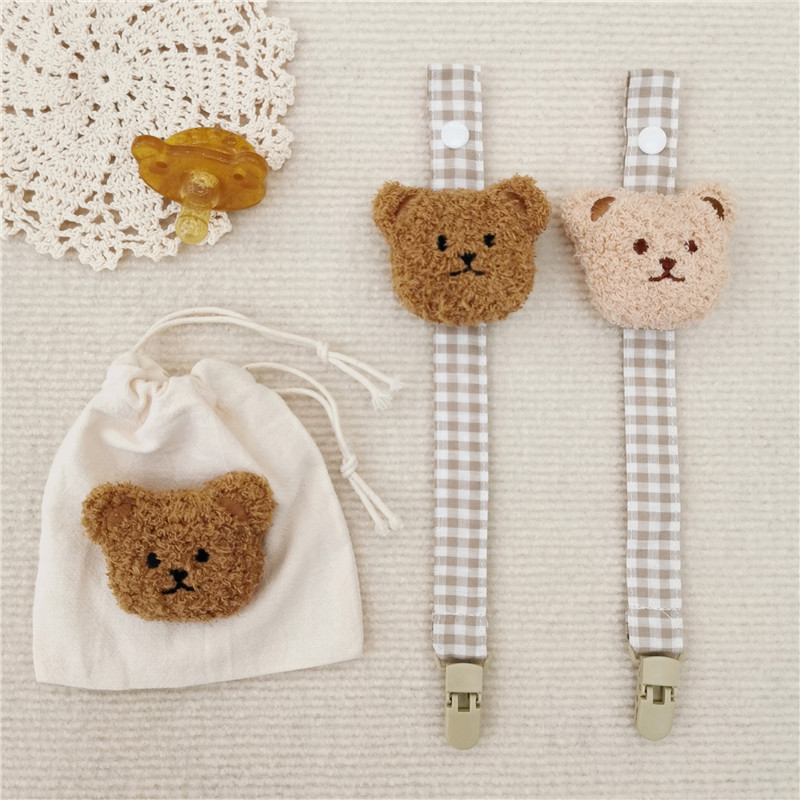 1PCS Schattige Beer Fopspeen Clip Keten Dummy Houder Fopspeen Fopspeen Clips Riem Tepel Houder Zuigelingenvoeding Baby Accessorie