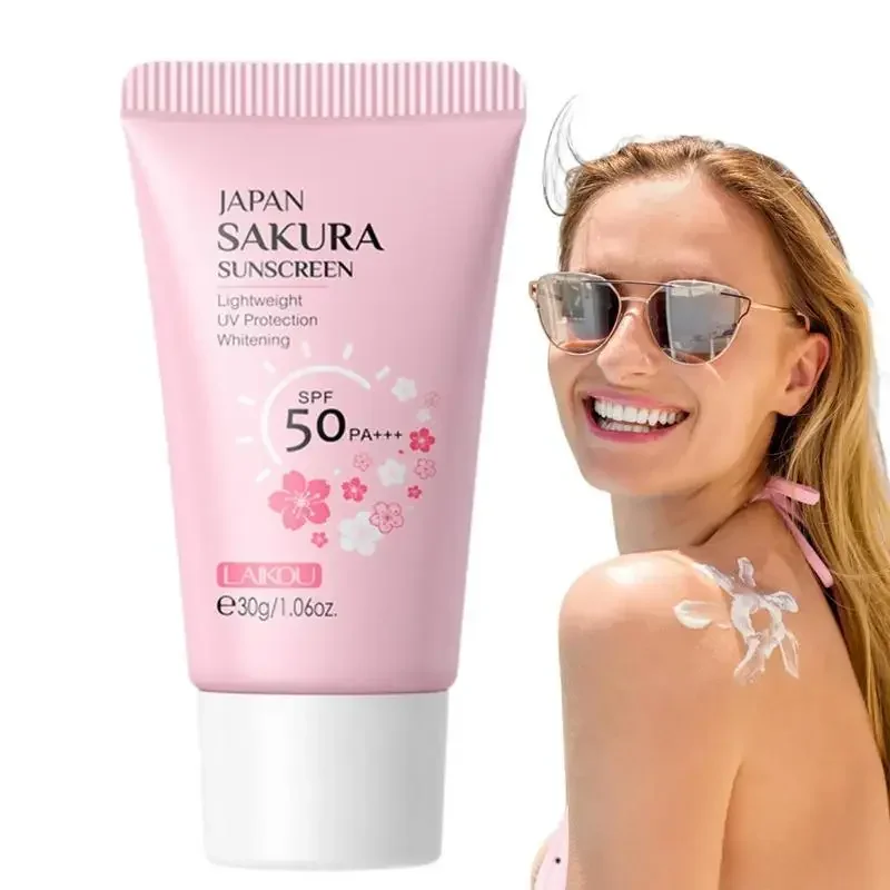Laikou Sakura Creme Clareador Coreano Protetor Solar Facial Bloqueador de Sol Spf50 Loção de Isolamento Hidratante Branqueador 30g