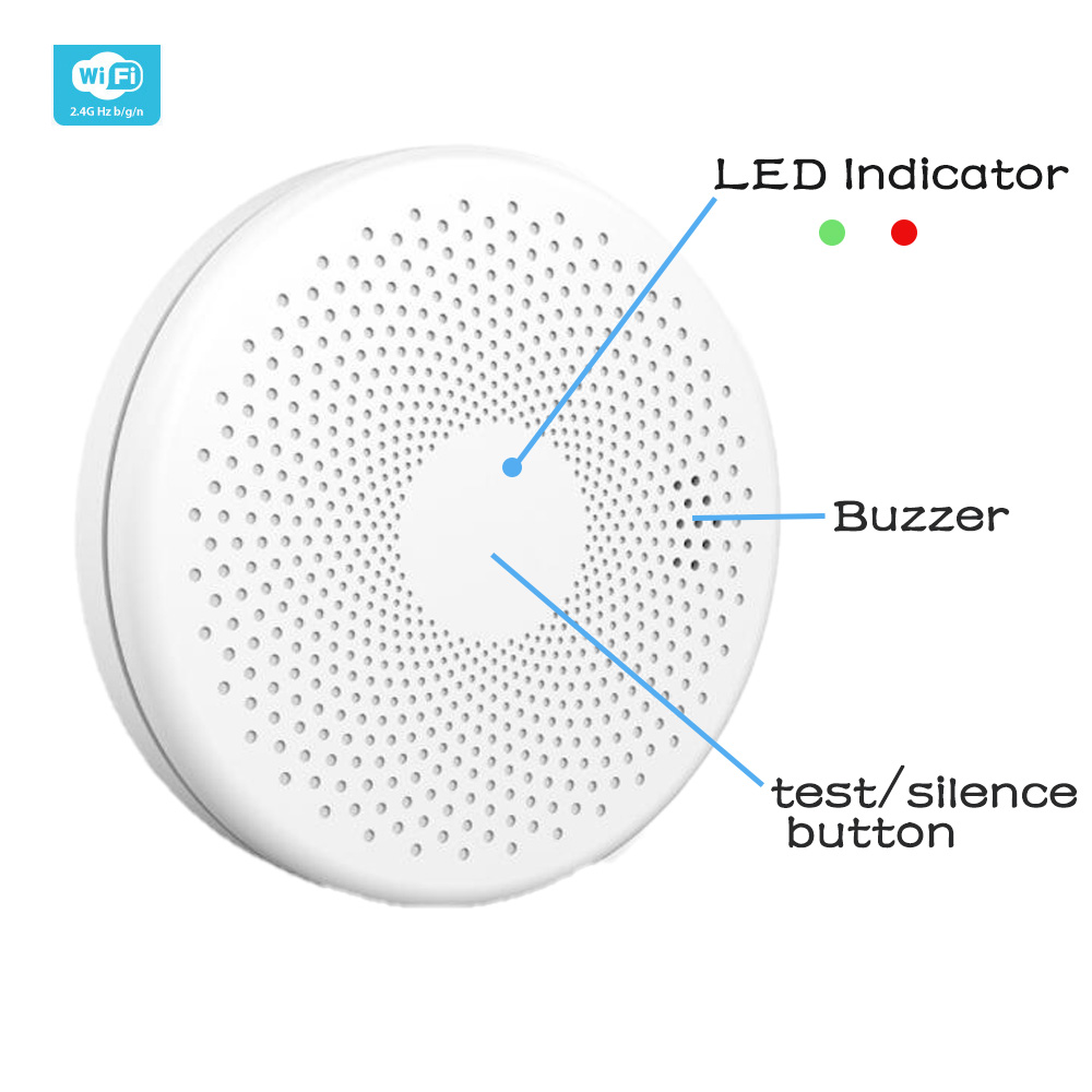 Versión 2 en 1 WiFi Tuya y Sensor Detector de humo Smart Life y Detector de gas Co de monóxido de carbono alarma de sonido de fuego de humo
