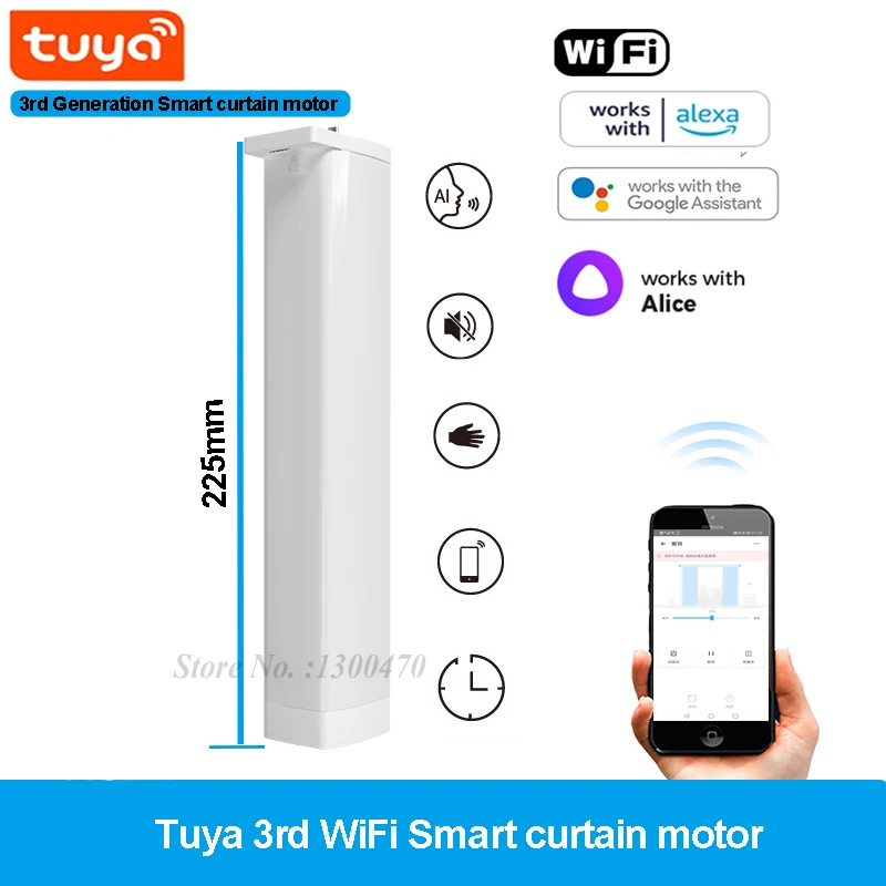 ราคาถูก Tuya 3 รุ่นสั้น WiFi ผ้าม่านมอเตอร์รางไฟฟ้า Rod ระบบอัตโนมัติสมาร์ทบ้านผ้าม่านรีโมทคอนโทรล