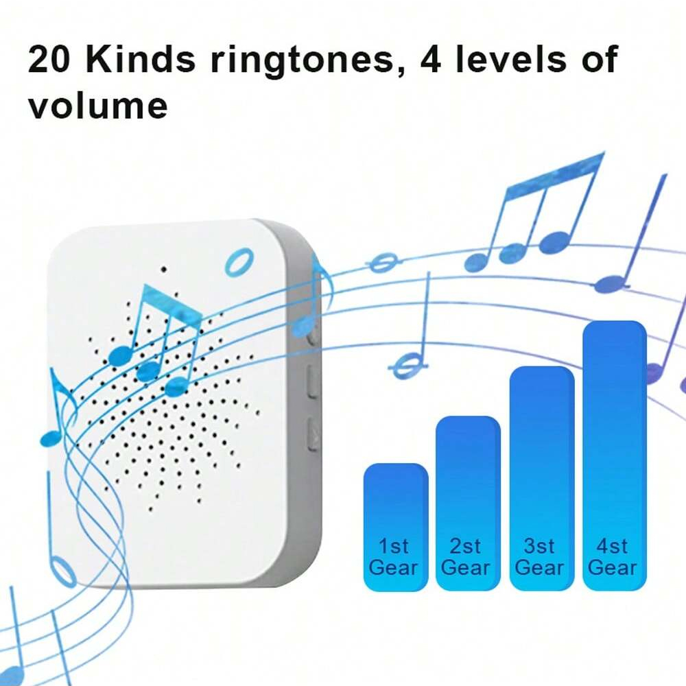 Wireless USB Doorbell Waterproof Welcome Chime Home Door Bell Intelligent 20 Songs Alarm Easy to Install No Wiring Required