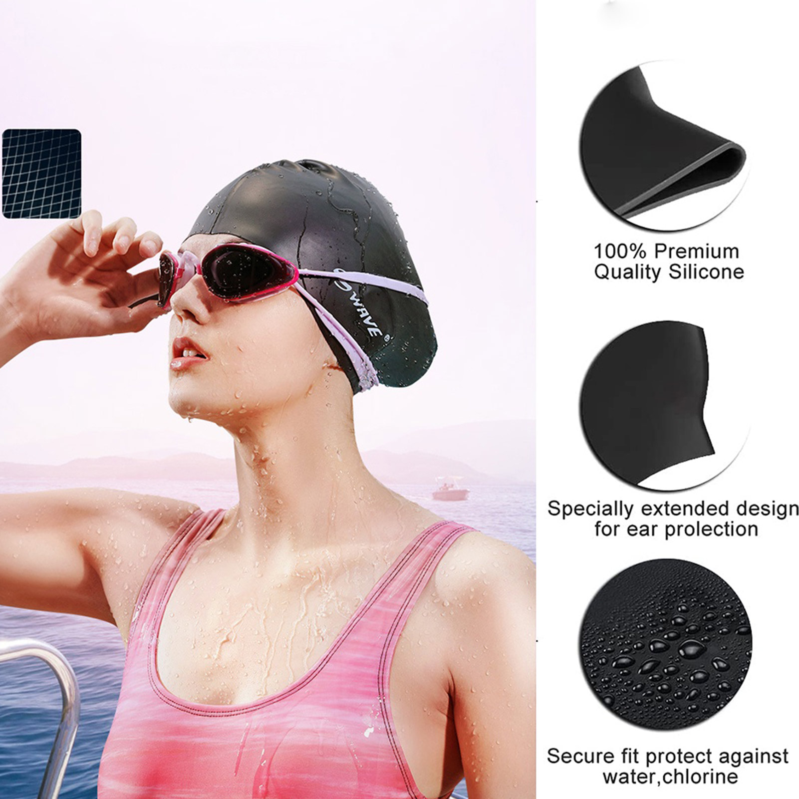 Silicone Swimming Caps Oversized Long Hair Swimming Caps Waterproof Swim Cap with Ear Protect Diving Bathing Hats Pool Accessori