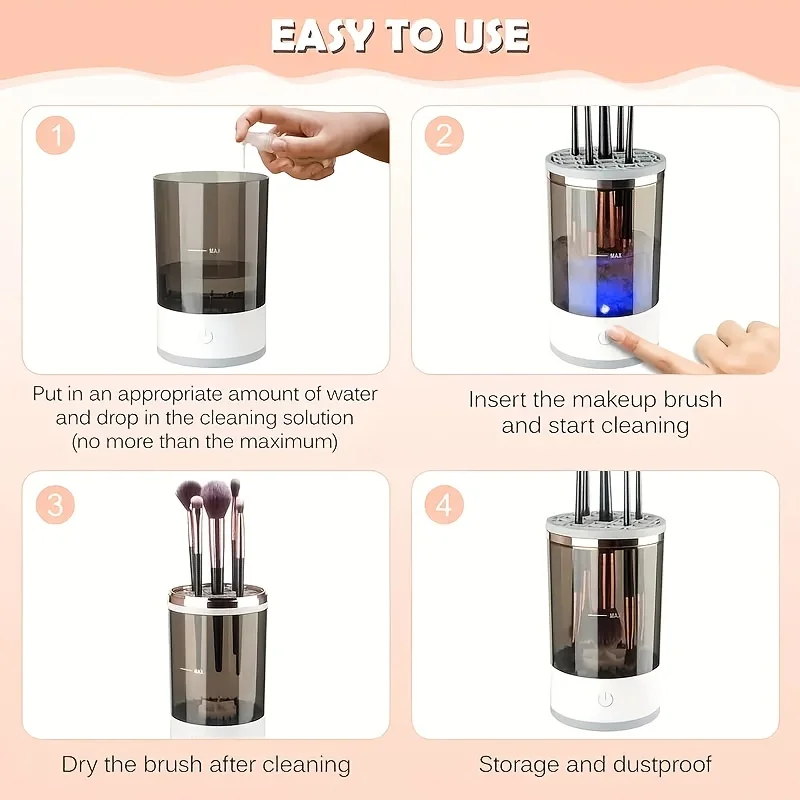 Detergente elettrico automatico per pennelli per trucco Spina USB Porta pennelli per ombretto portatile Strumenti e asciugatrice Strumenti per trucco di bellezza