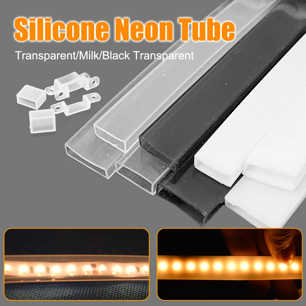 2835 5050 1210 Tubo de silicona LED cubierta de protección Flexible transparente/blanco lechoso/negro impermeable para tira de luz Led de 8-12mm