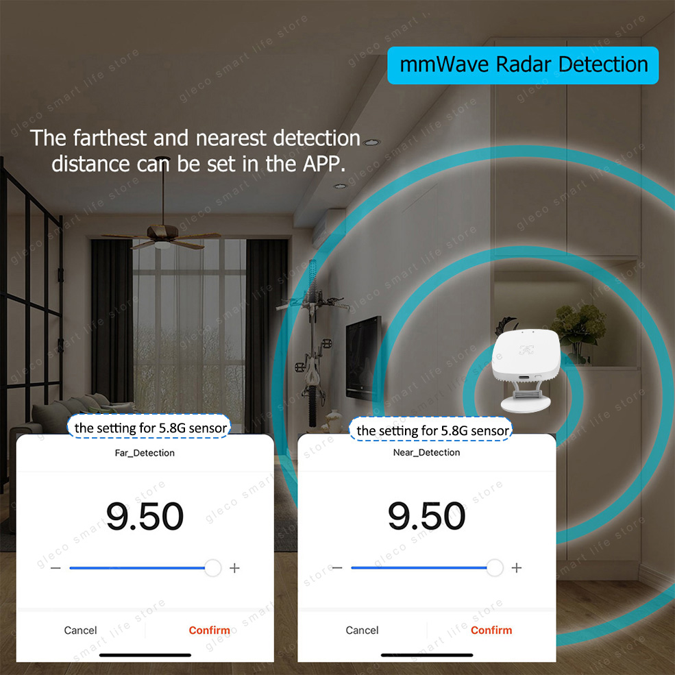 WiFi / Zigbee Smart Human Presence Sensor PIR-Radardetektor, Helligkeits-/Entfernungserkennung, Tuya Smart Life Home Automation